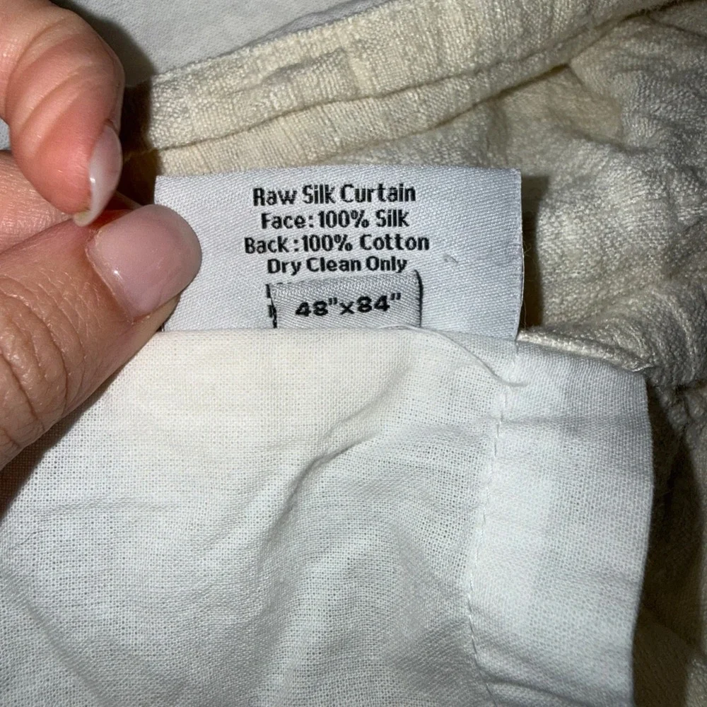 Quince Raw Silk Curtain Panel Pair 48x84 Off-White Excellent Cotton Lined Luxury